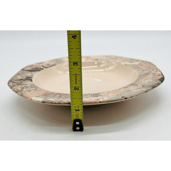 Longchamp Onxy Coco Salad Bowl Soup France Peach Gray Marble Pattern 8.5 inch - Picture 8 of 8